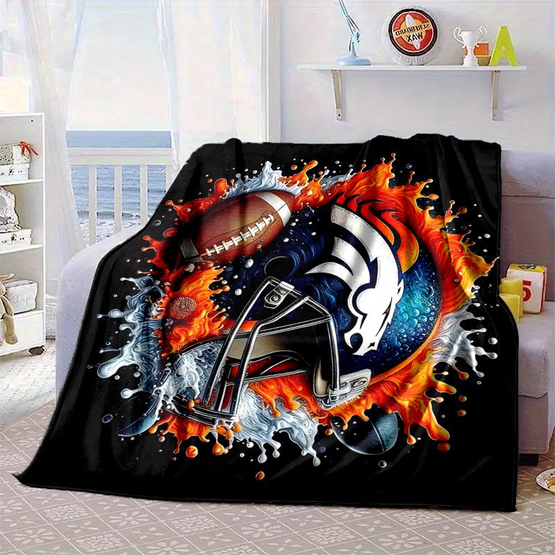 Denver Broncos Portable Blanket/Soft Blanket Bedding Blanket Suitable for Travel Camping Living Rooms Offices Sofas Fan Gifts