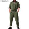 INCERUN Уличная одежда больших размеров, мужские цельные комбинезоны, комбинезон с длинными рукавами, уличные брюки-карго, комбинезон