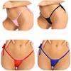 Women Mesh See Through Low Rise Tie-Side T-Back Mini G-String Thong Bikini Briefs Underwear