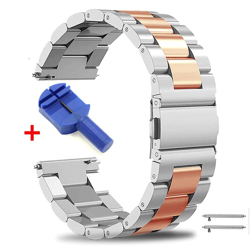 22 мм 20 мм 18 мм Металлический ремешок для Samsung Galaxy Watch 3 4 Active2 S2 Gear S3 Gt 2 Huawei GT2/Amazfit GTR Браслет из нержавеющей стали Подарок на День матери