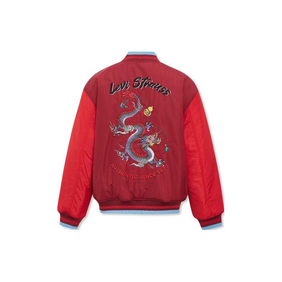 Мужская куртка Levis Year Of The Dragon Limited Edition Двусторонняя Двухцветная Вышитая на молнии Хлопковая куртка Мужская куртка Черный A7837-0000