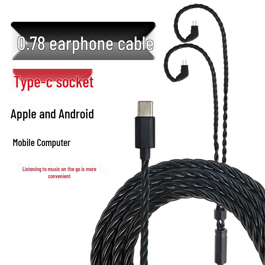 Hi-Fi Type-C 0,78 мм Двухконтактный Кабель для Наушников Запасной