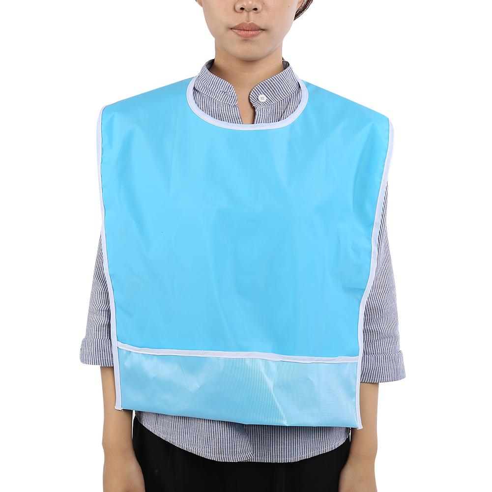Waterproof Adult Elder Mealtime Eating Bib Clothes Clothing Protector Dining Aid Light Blue