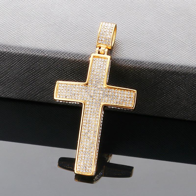 Hip Hop Gold Color Zirconia Dog Paw Pendant Necklace for Men Larger Cross Stainless Steel Jewelry Rock Women's Accessory Gift