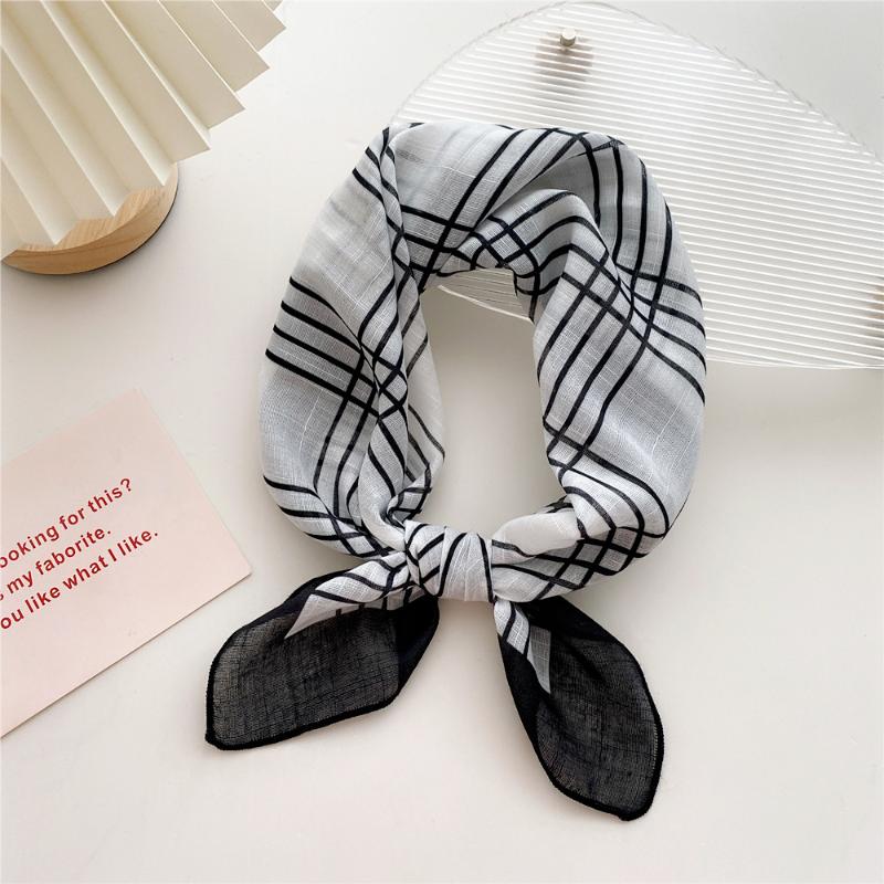 58cm Cotton Linen Women's Scarf Fashion Print for Hair and Neck Square Design