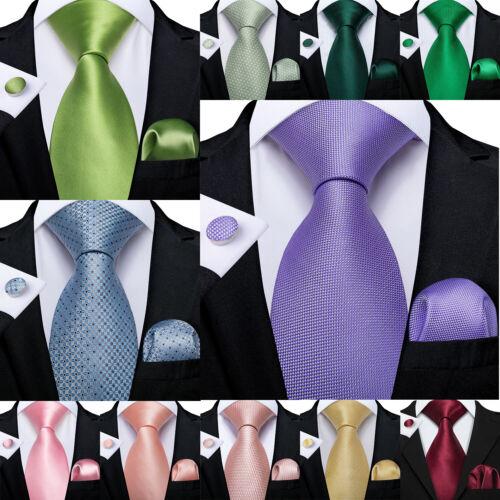 Dibangu Ретортный однотонный синий мужской шелковый тканый галстук, карманный квадратный набор запонок