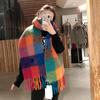 Rainbow Scarf: Women's Colorful Plaid Winter Shawl - Trendy, Warm, and Versatile for Students and Couples