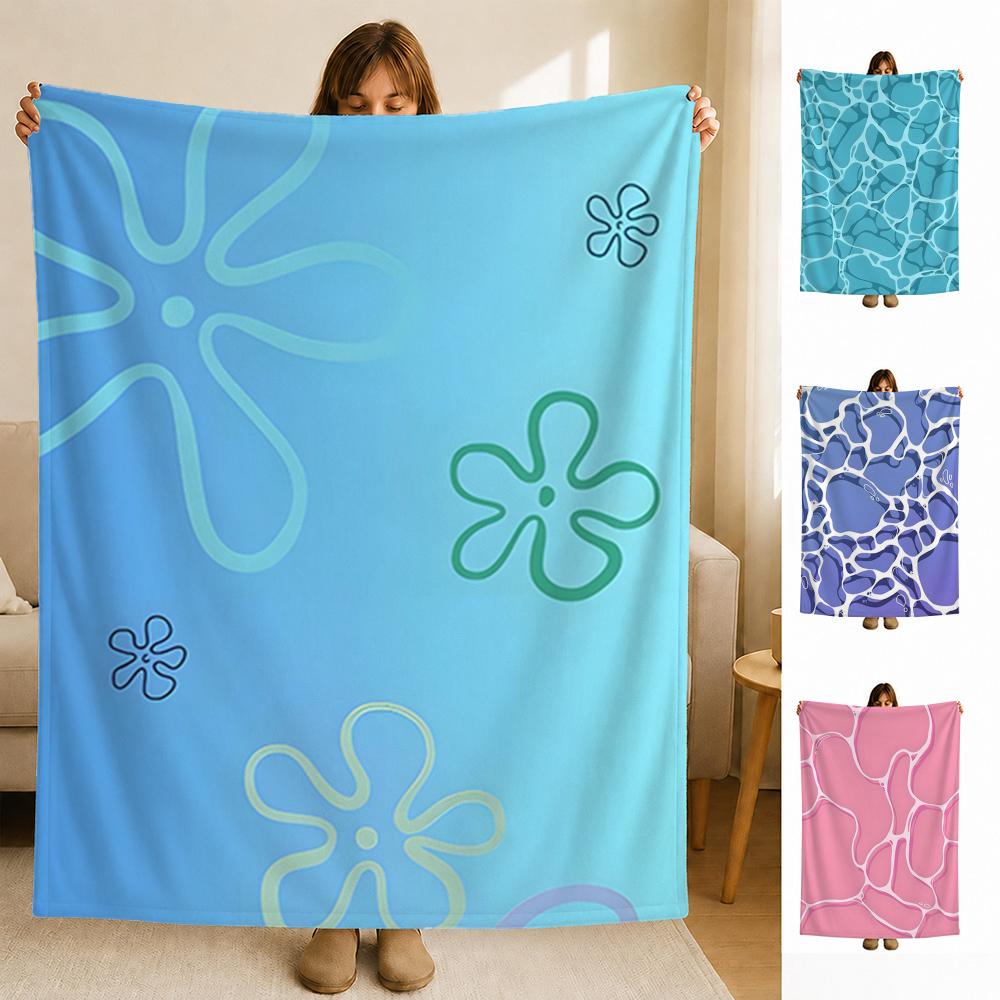 Pattern CCartoon Wwaves Throw Soft Flannel Blanket for Bed Bedroom Sofa Picnic Throw Skinfriendly Breathable Gift Cover