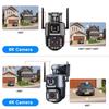 16MP 8K Wifi IP Camera 20X Zoom Four Lens Outdoor Wireless Security Camera PTZ 360 Smart Home Security Protection CCTV Wifi Surveillance Cameras