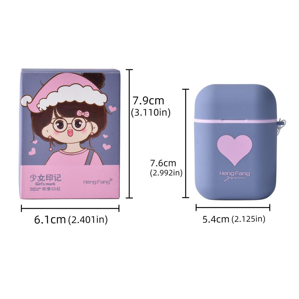 Hengfang Headphones Love Icon Double Tube Non-stick Cup Long Lasting Waterproof Lipstick H9423-M1005