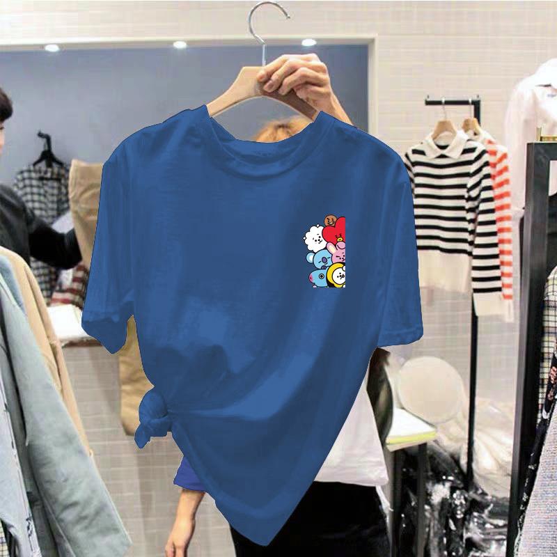 Cotton T Shirt for Women Korean Fashion Loose Teen Oversized Tops on Plus Sale Red Blue Aae