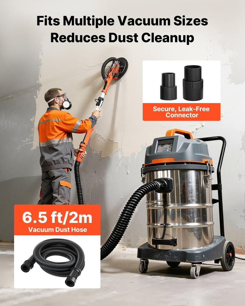 Drywall Sander, 850W Electric Drywall Sander, Popcorn Ceiling Removal Tool with 5 Variable Speed 800-1700 RPM, Double-Deck LED Light, Foldable &