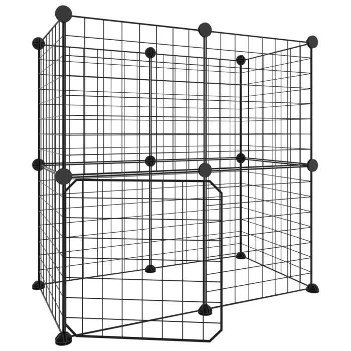 3114033 vidaXL Pet Cage with 12 Panels and Door Black 35x35 Cm