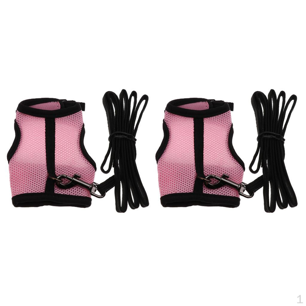 2 Rabbit Guinea Pig Rat Ferret Harness Leash Pink S