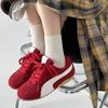 Versatile Casual Sports Shoes Retro Women's Autumn New Angola Red Shoes