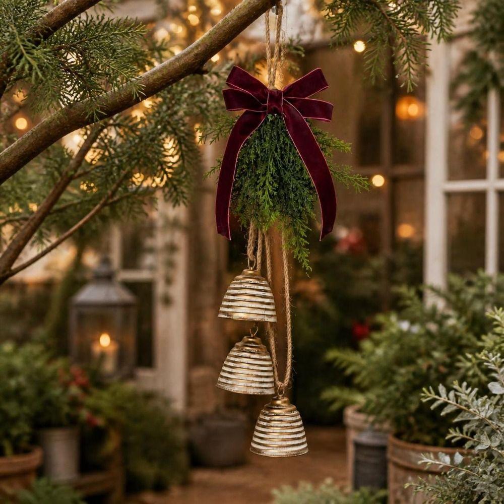 Creative Christmas Bell Pendant Crisp Sound Bowknot Xmas Tree Pendant Portable Exquisite Christmas Decoration Bells