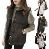 Women Cotton Vest Single-breasted Stand Collar Padded Thicken Solid Color Keep Warm Neck Protection Sleeveless Vest