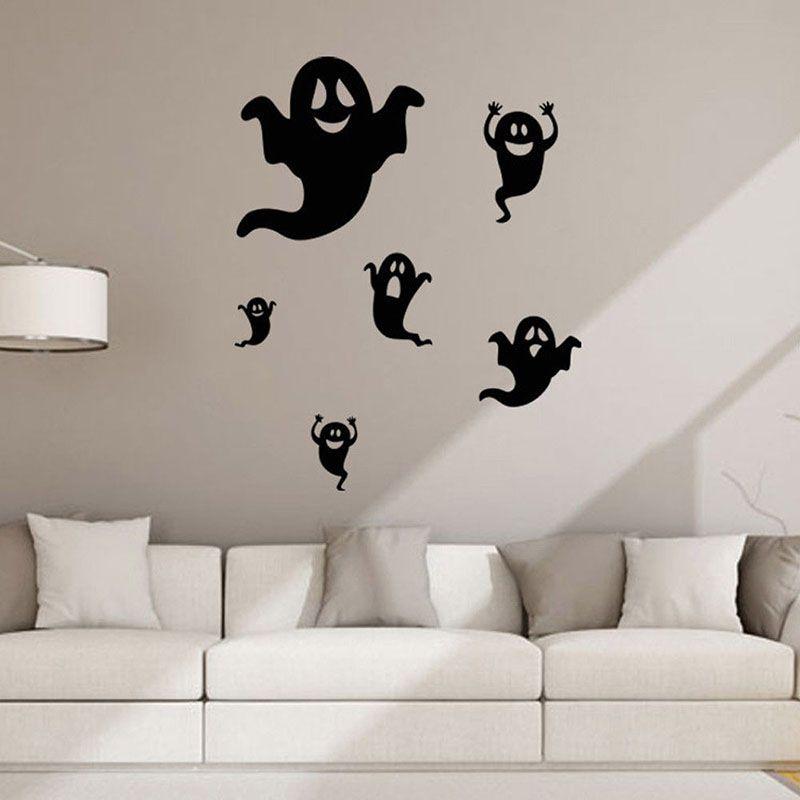 Removable Halloween Diy Wall Stickers With Fire Retardant Pvc Pumpkin Witch Decal