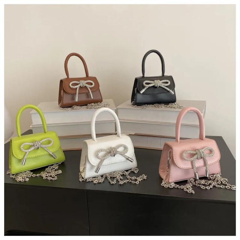 Дизайн с бантом, однотонная мини-сумка на плечо из искусственной кожи, сумки через плечо с клапаном для женщин, модный женский кошелек на цепочке и сумки