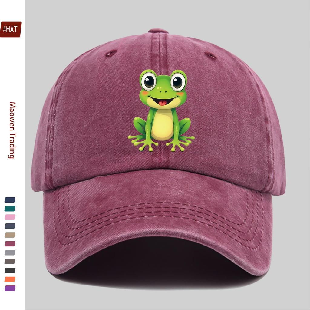 pc Cartoon Frog Print Pattern Baseball Cap Cartoon Patriotic Style Design Fashion Decor Hat Truck Driver Papa Hat Comfortabl