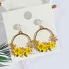 Spring And Summer Dongdaemun Petal Earrings, Small Fresh And Simple Pearl Diamond Earrings