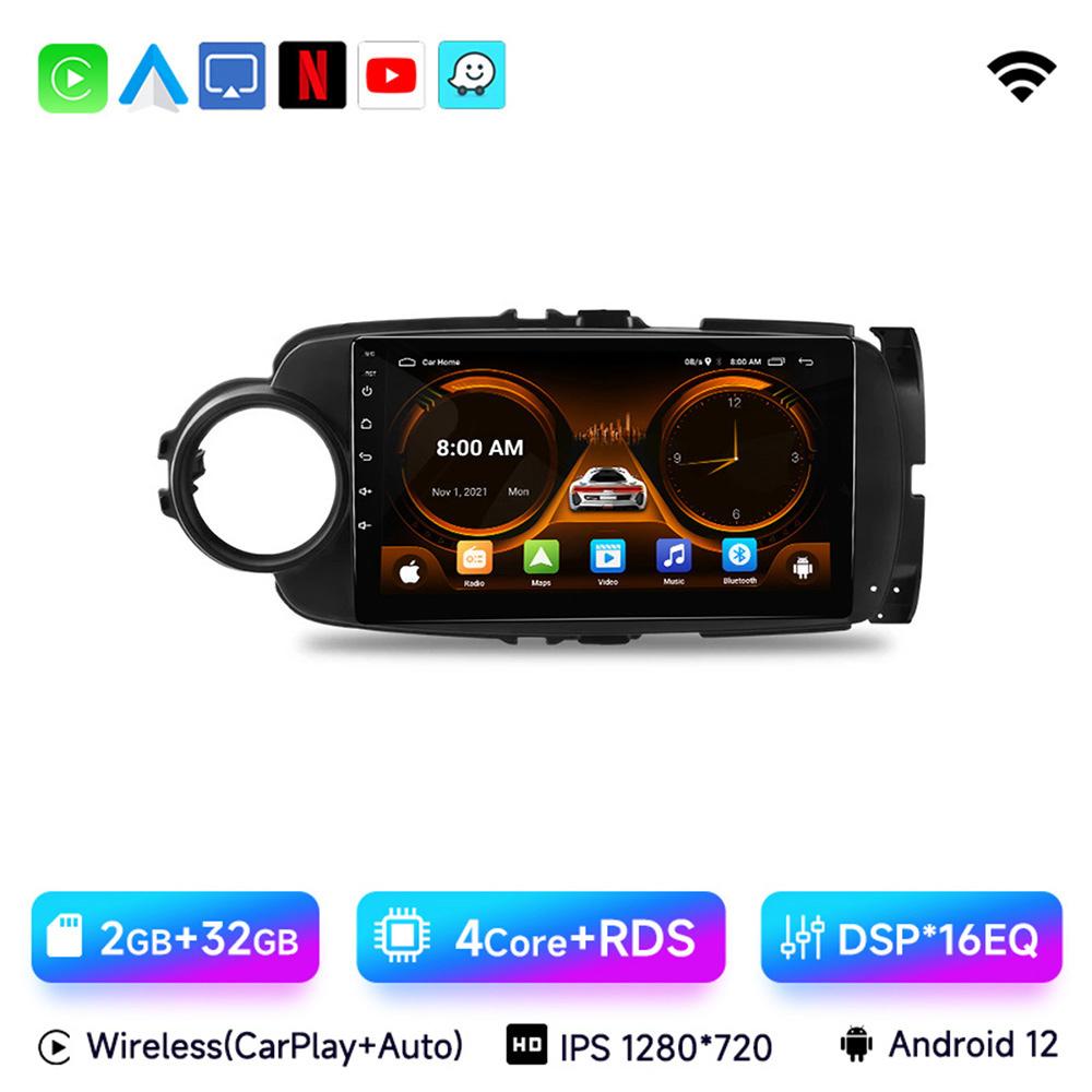 JIUYIN 9-дюймовая автомобильная магнитола Android 13Для Toyota Yaris 2012 - 2017 Мультимедийный плеер Android Auto Беспроводной Carplay GPS 2Din DVD
