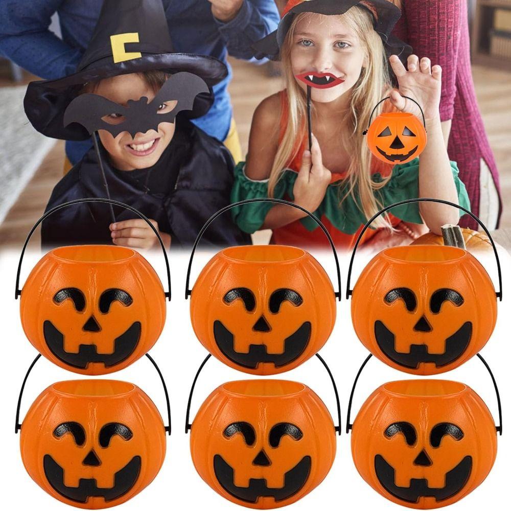 with Handle Pumpkin Bucket Kids Gift Candy Snack Holder Party Bucket Props Halloween Decoration
