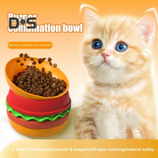 Миска для домашних животных в форме гамбургера, набор из 5 мисок для кормления домашних животных, набор столовых приборов ручной работы для кошек и собак