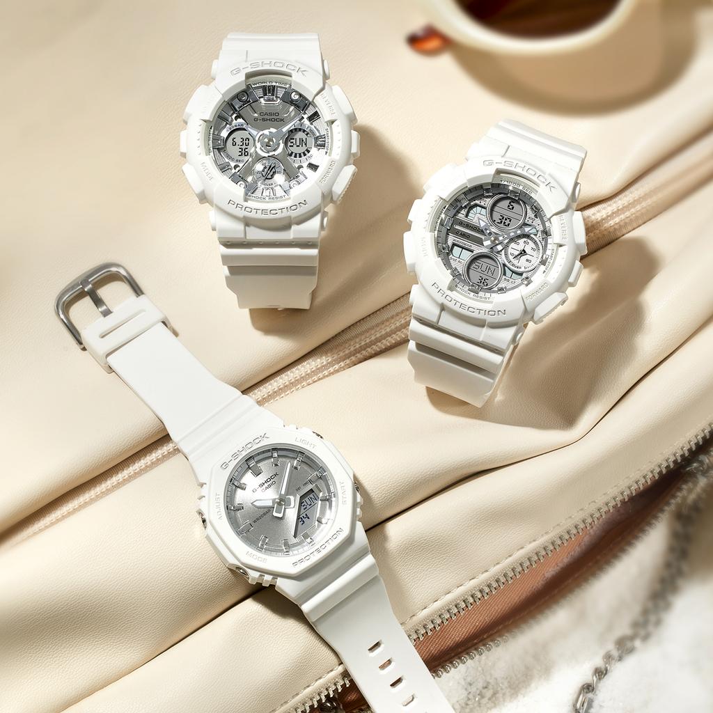 Casio Часы с кварцевым механизмом Женские часы Серебристый циферблат GMA-S120VA-7APR-