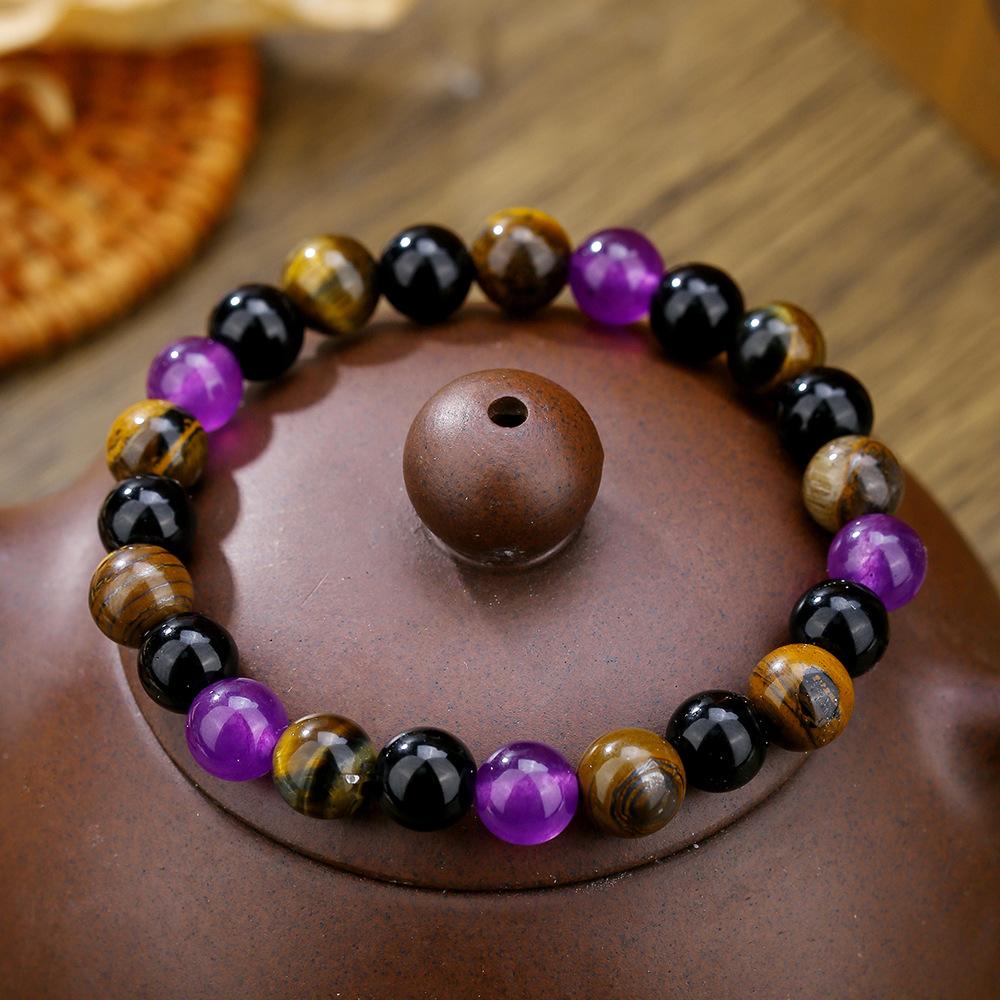 Оригинальный браслет Reiki Strawberry Quartz для мужчин и женщин, натуральный лазурит, аметист, желтый тигровый глаз, бусины, браслет, ювелирные изделия