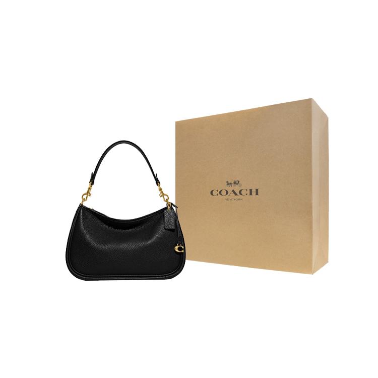 COACH Cary Leather Shoulder Bag, Crossbody Bag Large Women's Black CC437-B4BK
