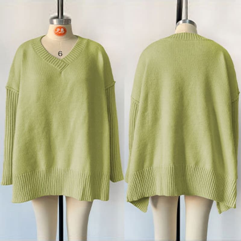 Women's Clothing Plus Size Fashion Knitwear Sweater Sexy Pullover V-neck