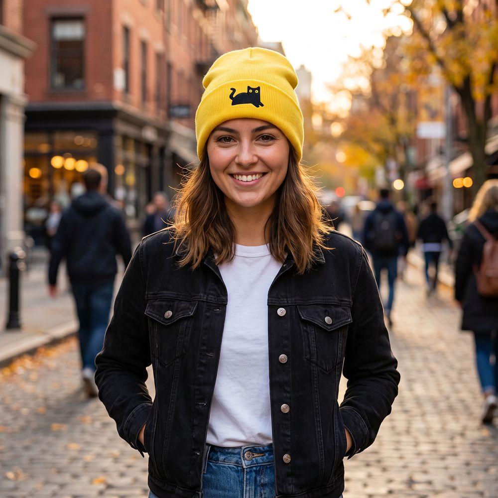 Cute Embroidered Cat Knitted Hat Warm Winter Caps Cute Knit Beanies Winter