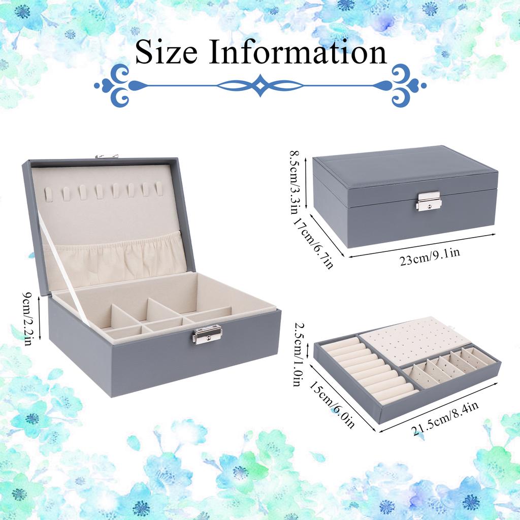 Pu Large Creative Jewelry Box For Women Girls, Double-Layer Lockable