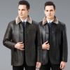 Genuine Leather Jacket, Fur All-in-one Men's Jacket, Autumn and Winter Velvet Thickened Dad Leather Jacket