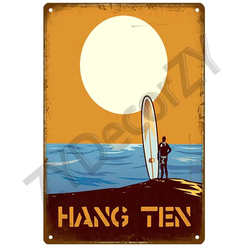 Surf Sun Plaque Metal Sign Vintage For Door Tin Sign Home Interior Paintings Mancave Wall Posters Room Decoration Decor Art