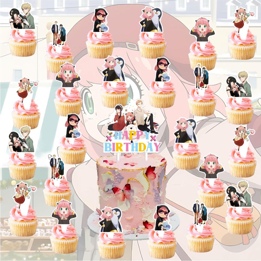 32x Аксессуары для вечеринки Spy Family включают баннер, топперы для торта, воздушные шары