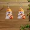 Halloween Themed Cartoon Ghost Milk Tea Pumpkin Pattern Women Acrylic Earrings For Casual Wear