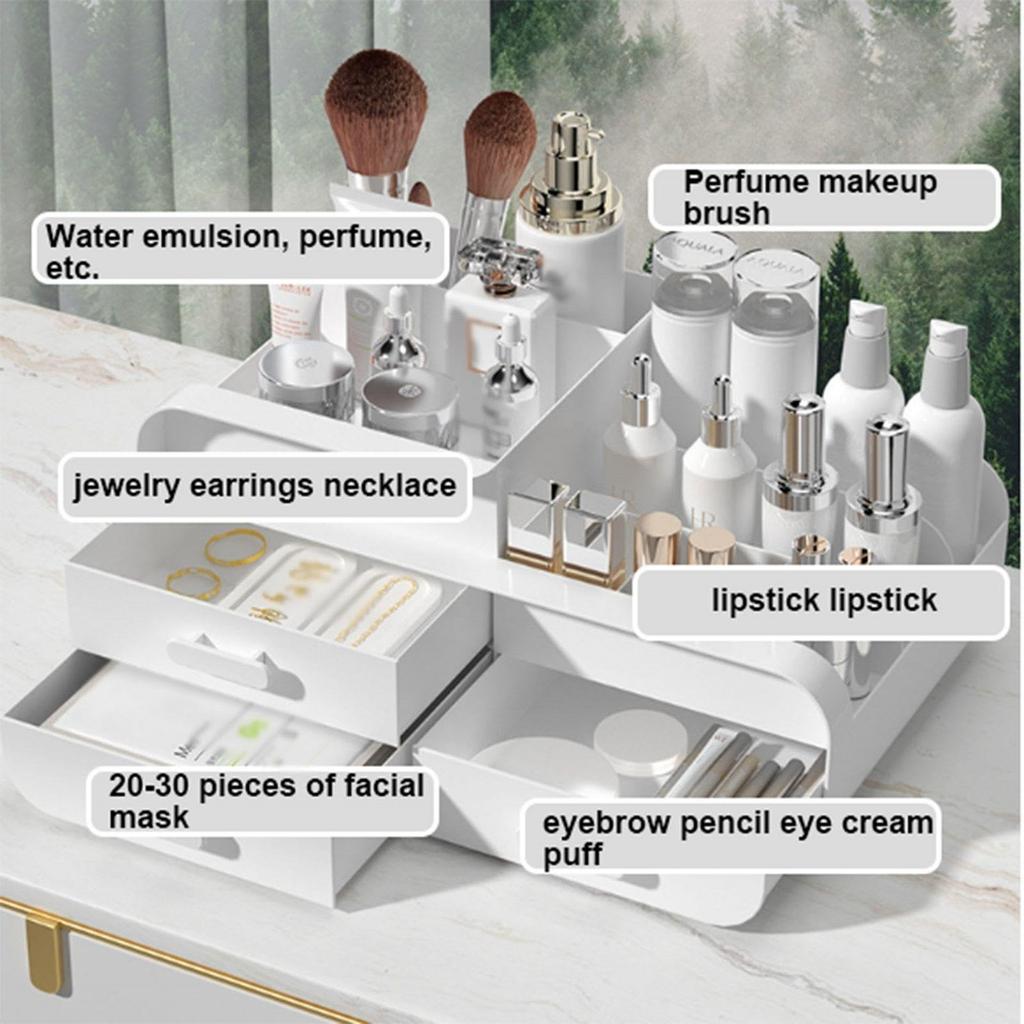 Большой настольный ящик для хранения макияжа, туалетный столик, органайзер на столешнице с выдвижными ящиками для кистей, теней для век, лосьонов, губной помады, лака для ногтей
