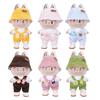 1 Set 17cm Doll's Clothes Labubu V1 V2 Striped Sweater Overalls Hat Clothing