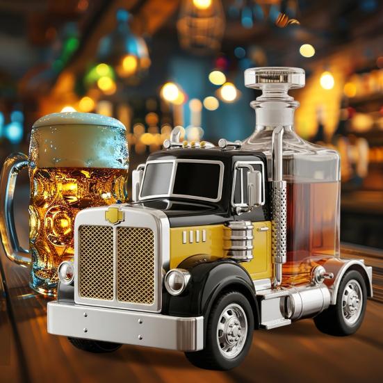 Декантер для виски в виде грузовика Уникальный стеклянный декантер для виски, бурбона, текилы, ликера Подарок для дальнобойщиков, любителей бурбона