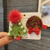 Christmas Hair Accessories - Red & Green Girls' Side Clips: Festive Duckbill Headwear for Autumn/Winter