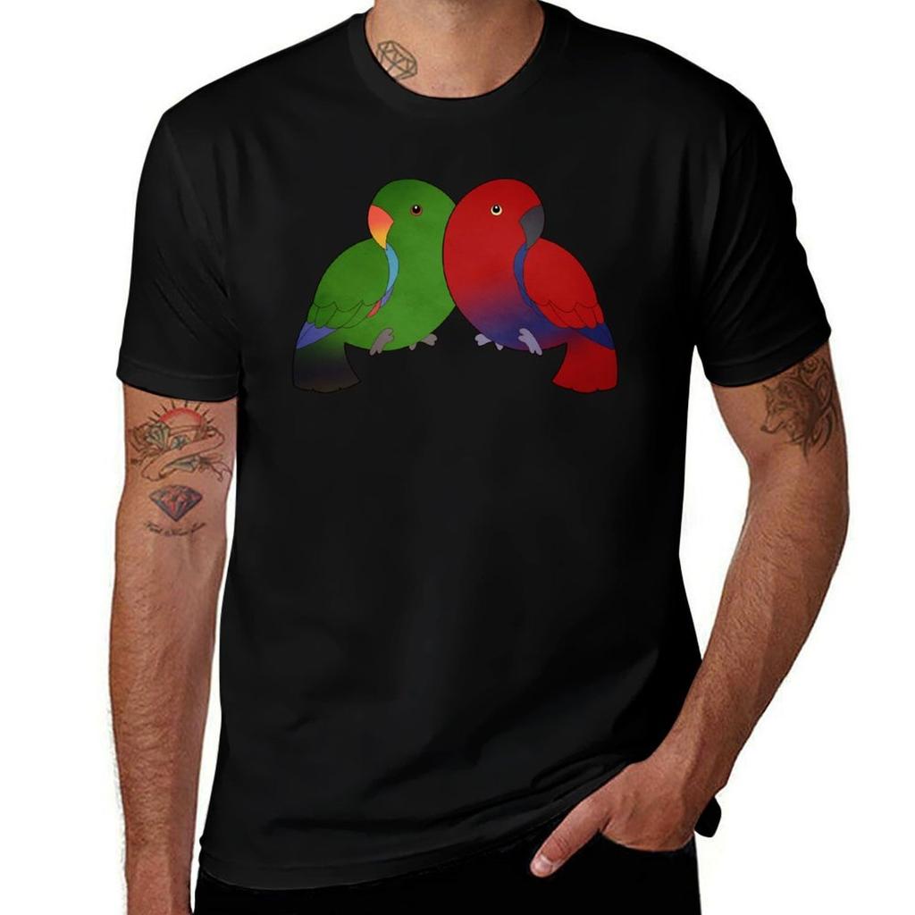 Eclectus Parrots TShirt Urban Style Casual Short Sleeve Top