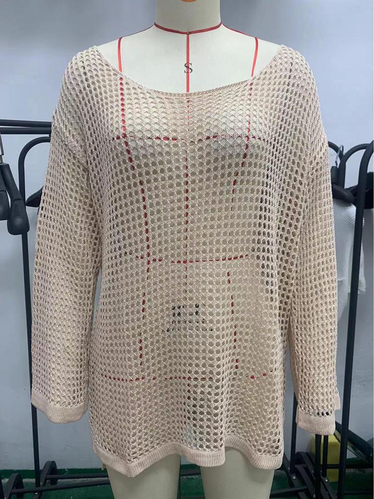 European & American Mesh Knit Bikini Cover-Up Sweater - Women's Summer Beach Sunscreen Shirt
