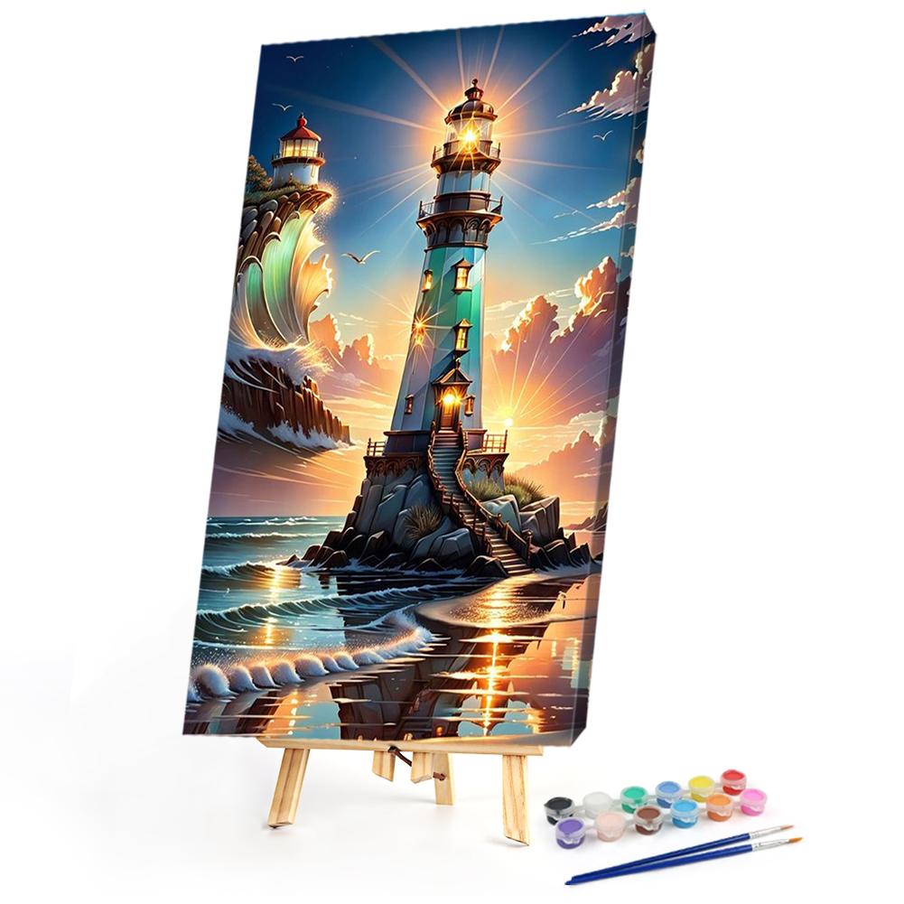 Набор для рисования по номерам на холсте DIY масляная живопись картина маяк домашний декор 55x85 см
