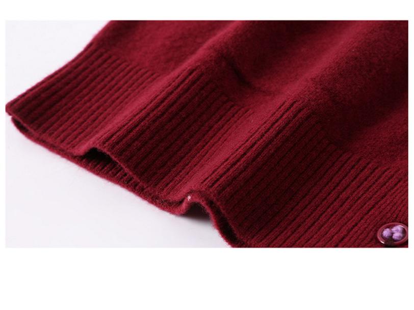 Женский кардиган из 100% чистой шерсти - Новый осенне-зимний свитер с круглым вырезом для мамы