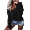 Womens Lady V-neck Sweater Casual Solid Loose Long Sleeve Tops Slim Fit Pullover