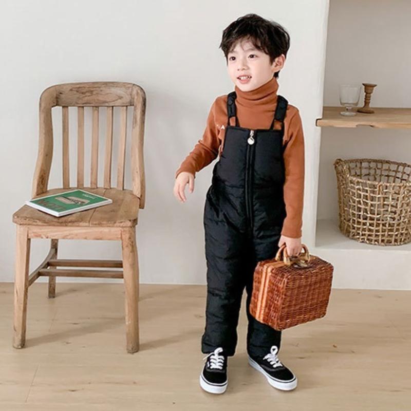 Korean Children's Down Cotton Trousers Overalls Autumn and Winter Outer Wear One-piece Ski Suit Baby