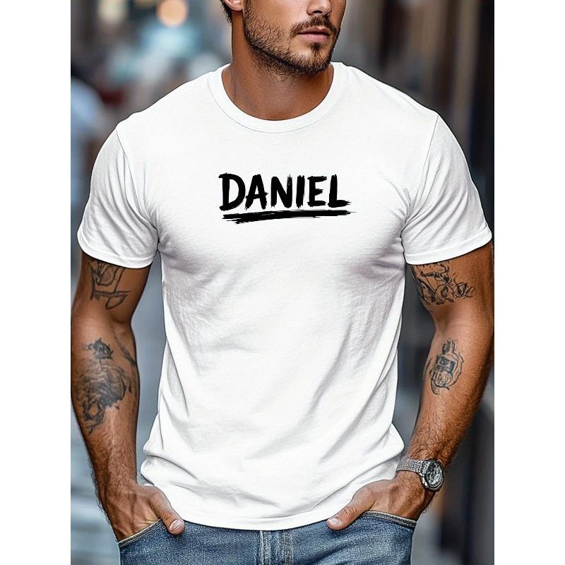 Мужская футболка с именем Daniel - Бордовая повседневная летняя футболка, с круглым вырезом, для повседневной носки, на дни рождения и в качестве подарков - Легкая дышащая футболка для взрослых мужчин