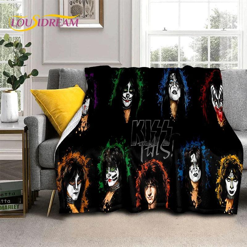 Персонализированное одеяло Kiss Rock Heavy Metal Band Gene Paul из мягкой фланели, Плед, Удобное одеяло для пикника, кровати, дивана, дома